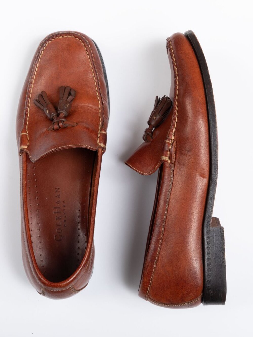 Vintage Cole Haan Country Womens 6.5 B Brown Leather Tassel Loafers Preppy 90s